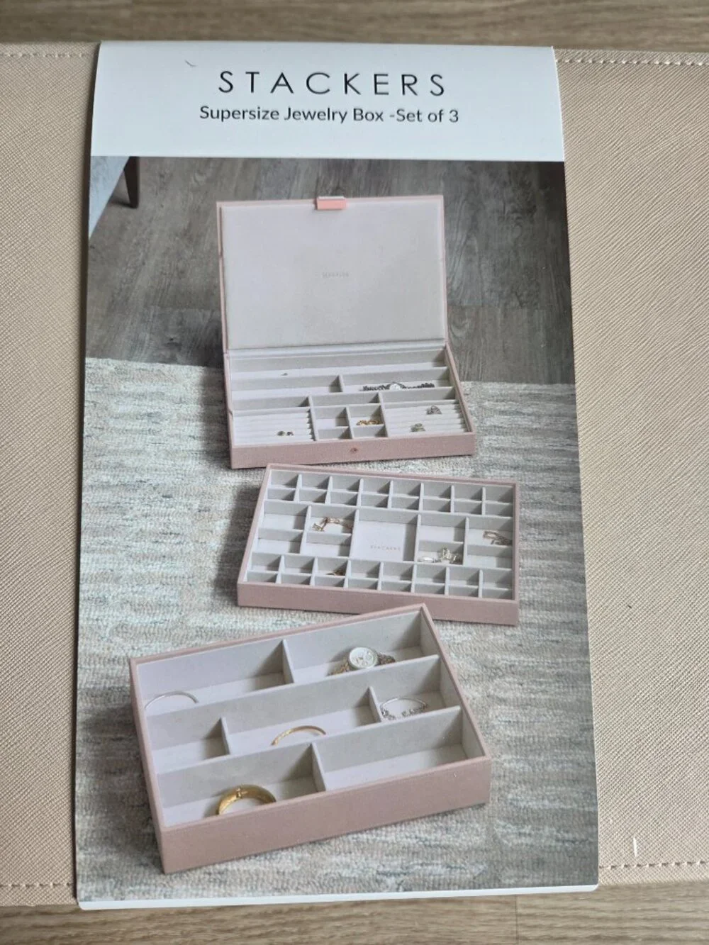 NWT Stackers Supersize Jewelry Box - Blush Set of 3